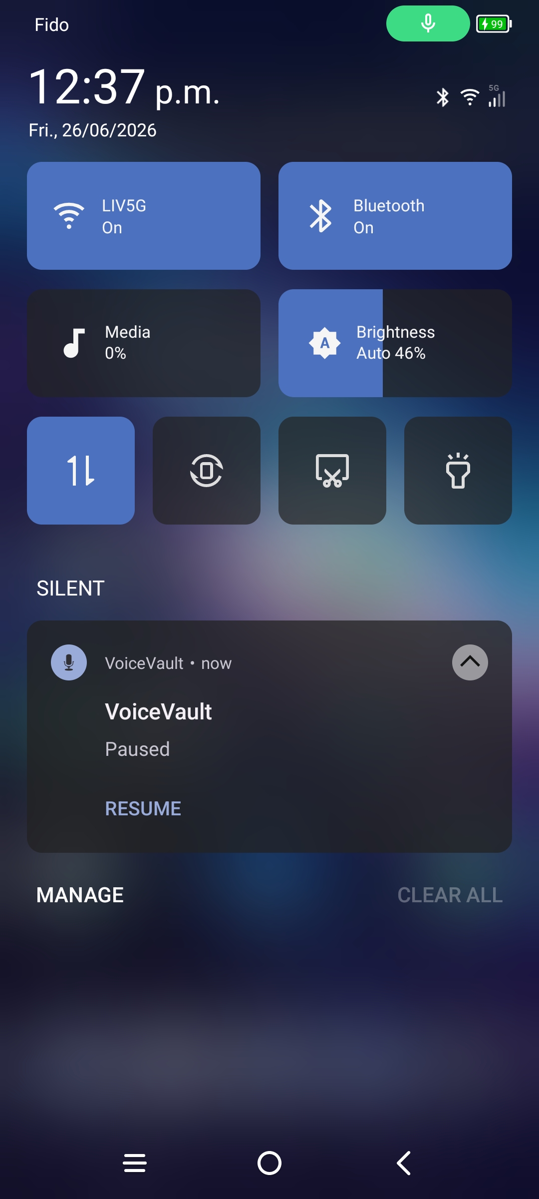 VoiceVault paused recording notification