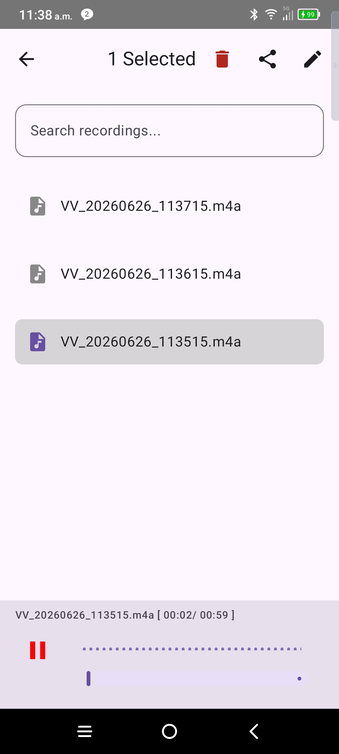 VoiceVault playback screen