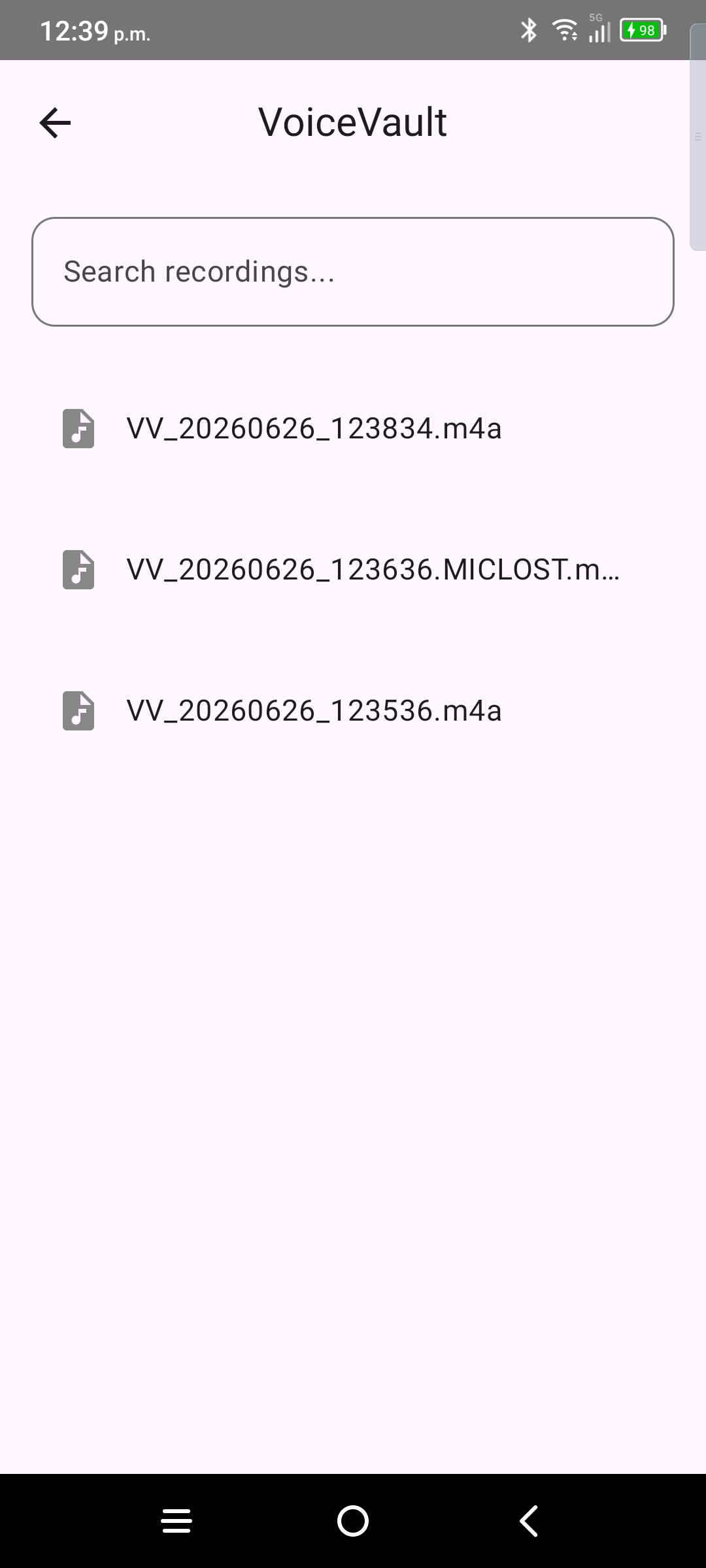 VoiceVault vault file marked after microphone loss
